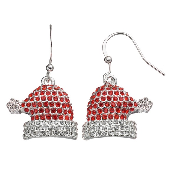 Jewelry - Christmas Santa Hat Pave Drop Earrings